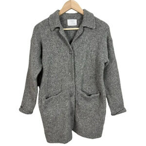 Zara Kid’s Girl Gray Wool Blend Button Up Sweater Collared Size 11-12 Knit